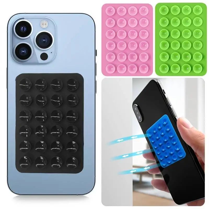 Tapete de Silicone com Sucção para Celular, Suporte de Parede Multifuncional com Ventosa, Quadrado Antiderrapante, Suporte de Celular de Lado Único, Adesivo Traseiro