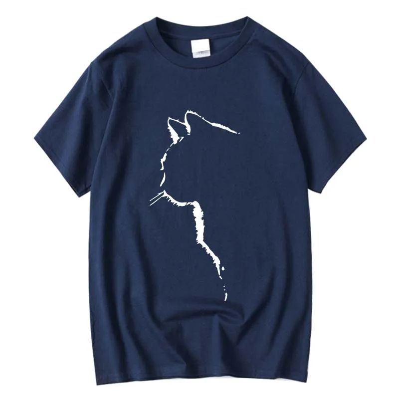 Men's T-shirt Top Quality 100% Cotton Short Sleeve Cool Cat Print O-neck Casual Loose Hip Hop for Men Summer Male Tee Top