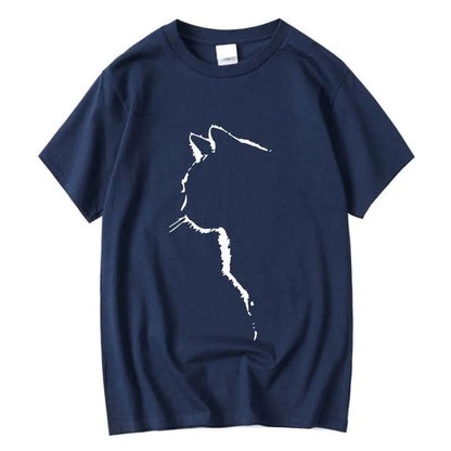 Men's T-shirt Top Quality 100% Cotton Short Sleeve Cool Cat Print O-neck Casual Loose Hip Hop for Men Summer Male Tee Top