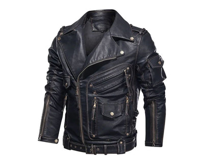 fashion Winter Winter Mens Leather Jacket Men Fashion Motorcycle PU Leather Jacket Cool Zipper Pockets Leather Coats Clothing