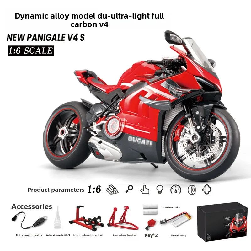 Spray de Fundição 1:6 Ducati V4 Moto Liga Modelo Coleção Miniatura Voiture Ornamento Namorado Presente Decoração de Casa Brinquedo Veículo