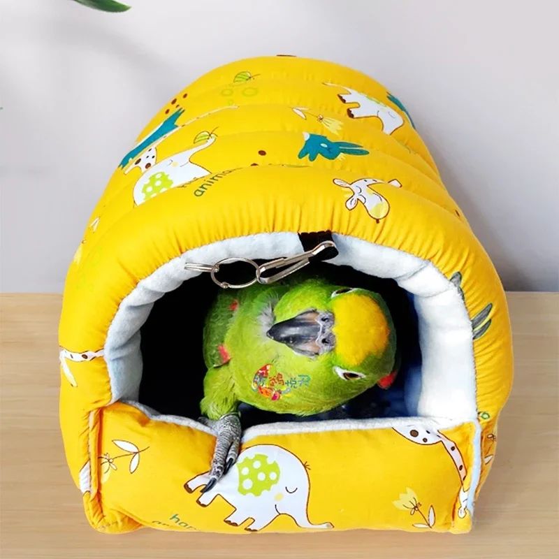 1 peça Cama de pássaro com estampa fofa Mini gaiola Coelho Esquilo Tapete Porquinho-da-índia Ninho Casa de hamster Cama de dormir para animais pequenos Gaiola suspensa para animais de estima