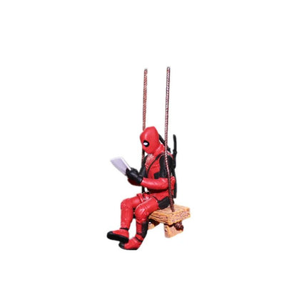 Deadpool Car Rearview Mirror Pendant Action Figure Poseable Model Toy Car Decoration Backpack Pendant Accessory Holiday Gift