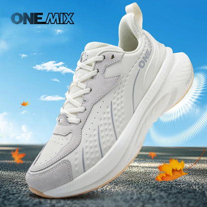Tênis de Corrida de Treino de Inverno ONEMIX 2025 para Homens Tênis Esportivos de Couro Quente Resistente ao Desgaste Feminino Tênis de Caminhada para Corrida