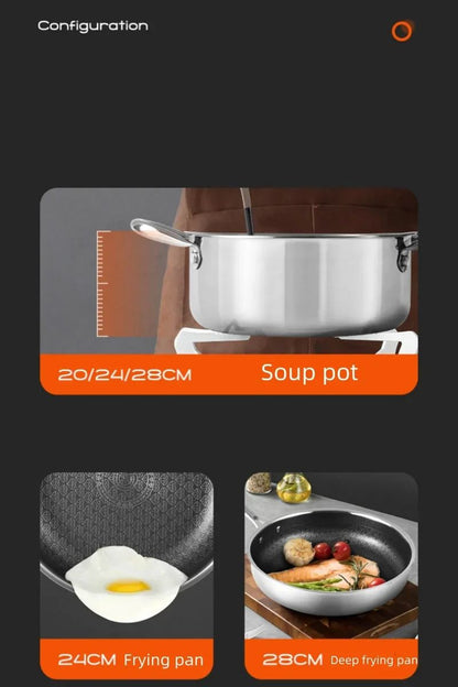 Panela de Fritura Antiaderente Giyoca Honeycomb Wok Não Revestida Aço Inoxidável 316 Utensílios de Cozinha Domésticos Multifuncionais Universais para Fogões