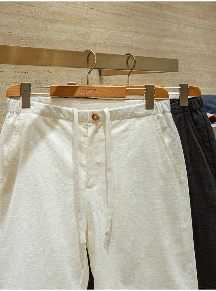 Ramie cotton blend comfortable and breathable summer drawstring casual linen shorts