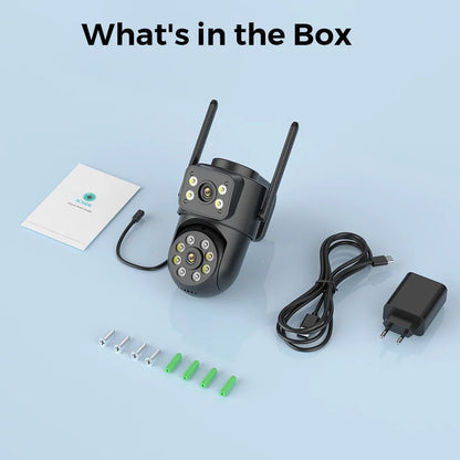 Wifi Camera Outdoor 8MP 4K Dual Lens Dual Screens Black Surveillance Camera Night Vision Human Detection Security Camera ICsee
