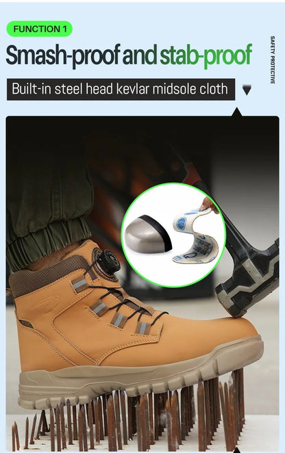 Botas de segurança masculinas à prova d'água, indestrutíveis, com biqueira de aço, anticorte, resistentes a perfurações, sapatos de segurança para motociclistas, Botas Para Hombre