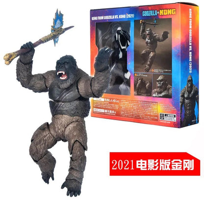 14CM 2021 King Kong Vs Godzilla Action Figure Modelo de Filme Articulações Móveis Chimpanzés Gojira Figma Brinquedos Para Crianças Presentes