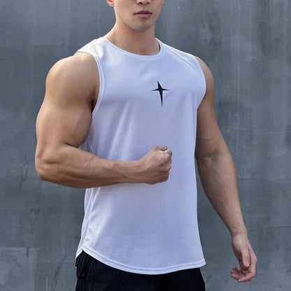 Mens fitness gyms Tank top men Fitness sleeveless shirt Male mesh breathable Sports vest Undershirt Gyms Running vest men