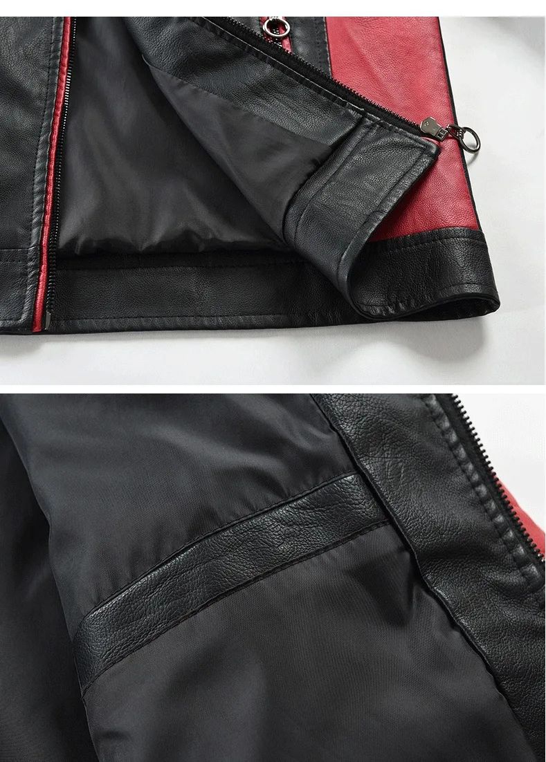 Fashionable Men's Biker Leather Jacket 2025 New Zipper Stand Collar Fleece Lined Casual PU Leather Coat Regular Fit Chinese Orig