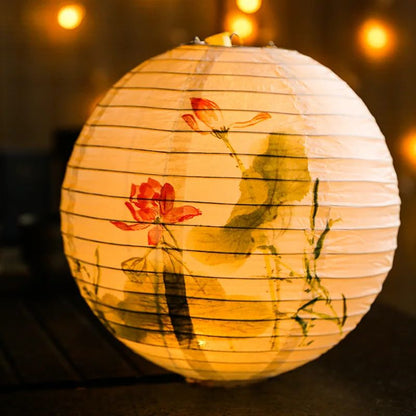 12Inch Printed Flower Round Chinese Paper Lanterns Birthday Wedding Decor Craft DIY Festival Lantern Party Supplies