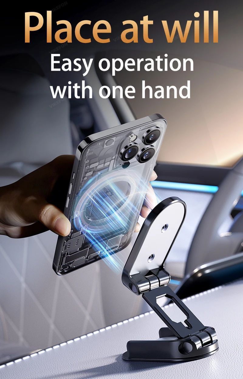 360° Rotation Magnetic Car Phone Holder Dashboard GPS Foldable Cell Phone Stand Mount For All Smartphones Universal Auto Bracket