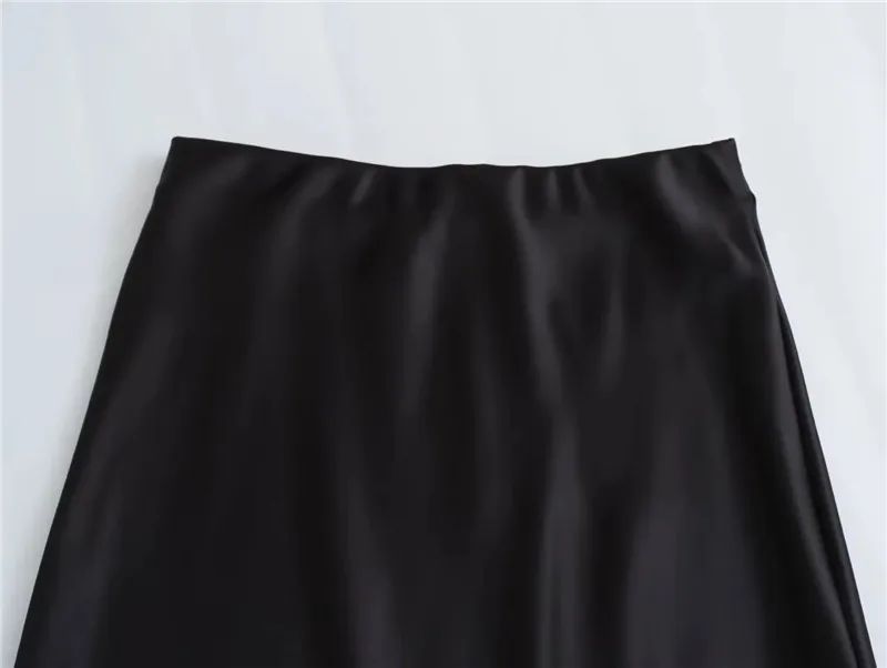 MUJER Woman 2025 Satin Skirt Women High Waist Long Skirts For Women Summer Black Midi Skirt Woman Office Elegant Women's Skirts