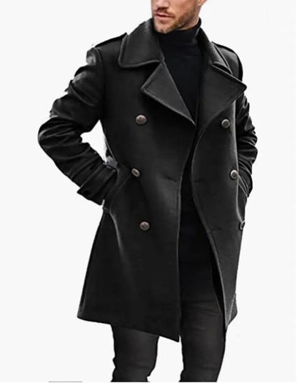 Trench Coat Men Classic Double Breasted Long Coat Mens Clothing Long Jackets Coats British Style Overcoat S-4XL Size