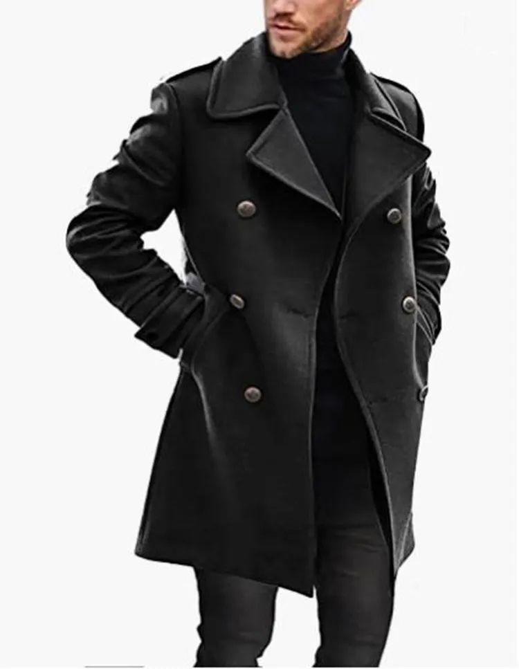 Trench Coat Men Classic Double Breasted Long Coat Mens Clothing Long Jackets Coats British Style Overcoat S-4XL Size