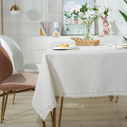 Classic White Lace Tablecloths Rectangle Dust-Proof Table Covers for Living Room Kitchen Dinner Picnic Tabletop Home Decorations