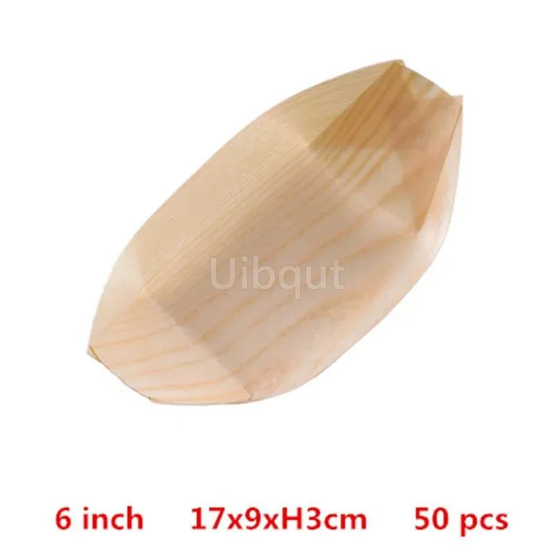 50 100pcs Sushi shushi Wood Boat Natural bamboo Disposable Kayak Salad Dessert Pine cake Boat Snack Bowl mat sushi plate tray