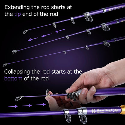 Sougayilang 1.8-3.3M Telescopic Fishing Rods 6-8 Sections Ultralight Glass Fiber Carp Fishing Rods Spinning Pole Fishing Tackle