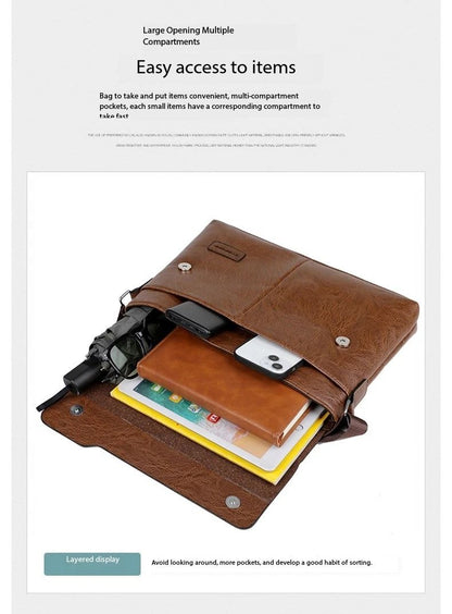 Business Shoulder Bag For IPAD PU Leather Business Handbag Men Messenger Bag Large Side Sling Bag Fashion Man Crossbody Bag