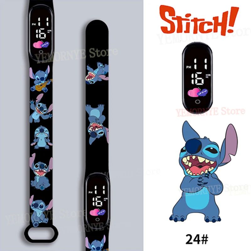 Relógios Digitais Infantis Disney Stitch Figuras de Anime LED Touch Luminoso Relógio Digital Esportivo Infantil à Prova D'Água Brinquedos de Aniversário