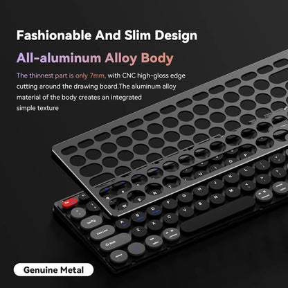 98-Key Ultra-Thin Aluminum Silent Keyboard with Scissor-Switch, Tri-Mode BT/2.4G/Type-C Connectivity&Ergonomic Design for Typing