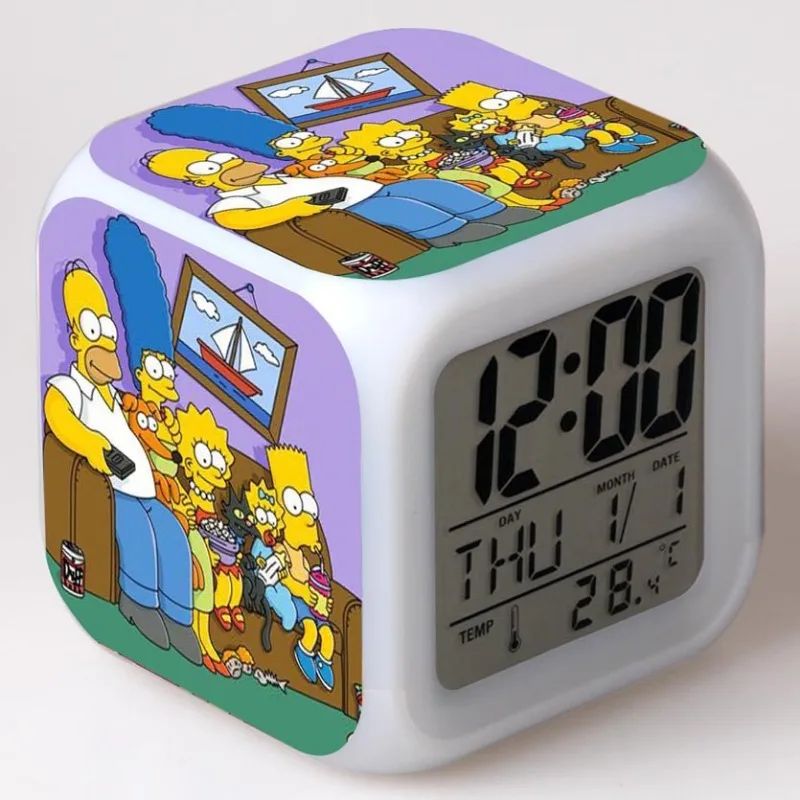 Simpsons Homer Relógio Despertador Digital LCD com Calendário Termômetro Relógio Despertador Portátil Decoração de Mesa Presentes Novo
