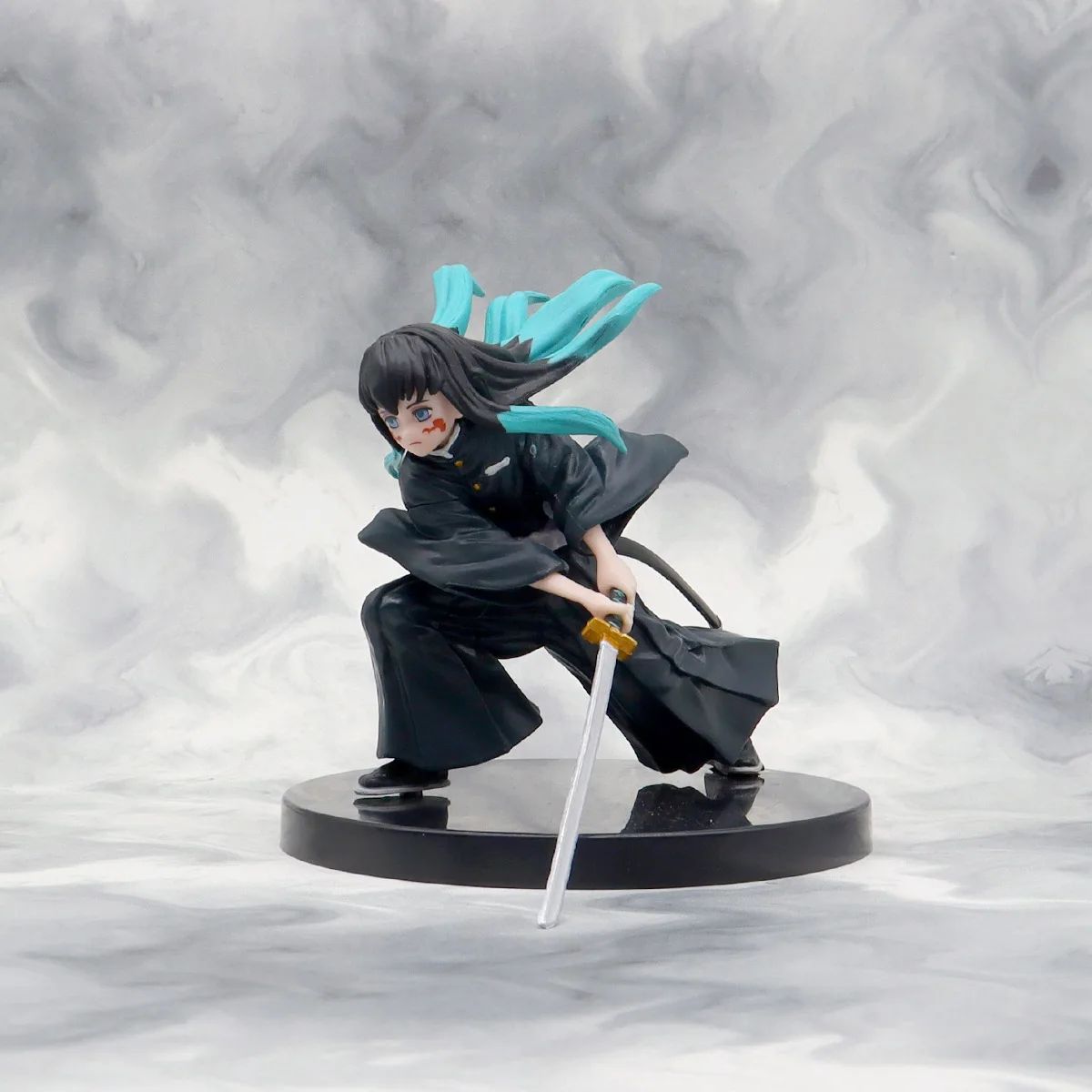 Anime Demon Slayer Tanjirou Muichirou Mitsuri Zenitsu Postura de Combate Action Figure PVC Modelo Suporte Decoração de Mesa Boneca Brinquedo Presentes