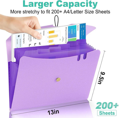 Expandable File Folder, Letter Size Organ Organizer, 5 File Pockets, Portable Organizer for School Office Supplies
