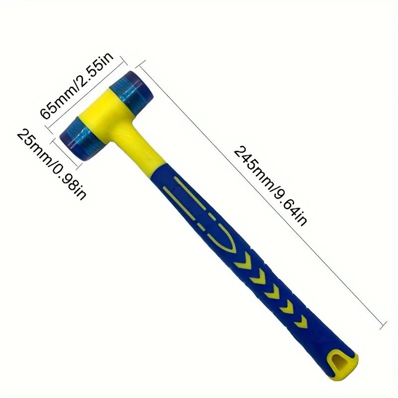 1 Martelo de Instalação de Duas Pontas, 25mm Martelo de Borracha com Cabo de Borracha, Martelo de Instalação Isolado Removível