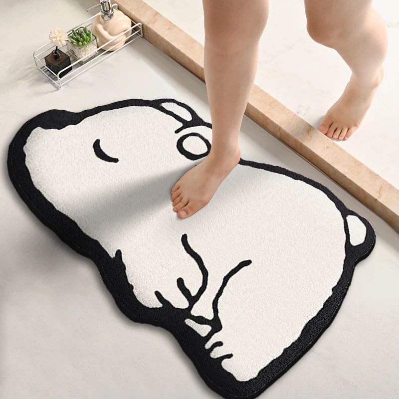 Thickened Special-shaped Absorbent Bathroom Floor Mat Flannel Toilet Mat Shower Room Non-slip and Dirt-resistant Foot Mat