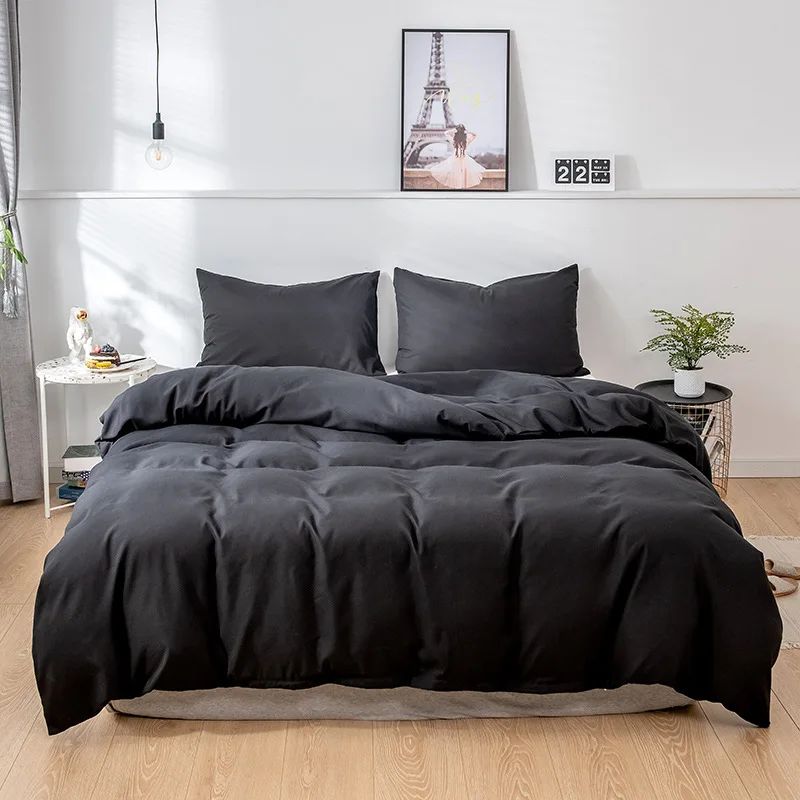 Capa de Edredom Nórdica Lixada Cor Sólida 220x240 Solteiro Casal Queen King Conjunto de Roupa de Cama Simples Fronha Roupa de Cama (Sem Lençol)