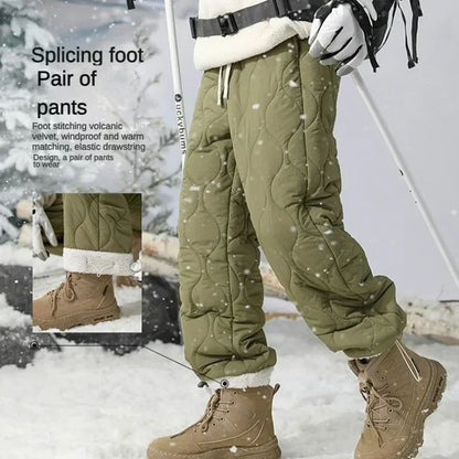 Calça de Inverno Masculina Impermeável de Esqui, Quente, em Lã Grossa e Reta, de Algodão, Calça Feminina Casual Acolchoada à Prova de Frio