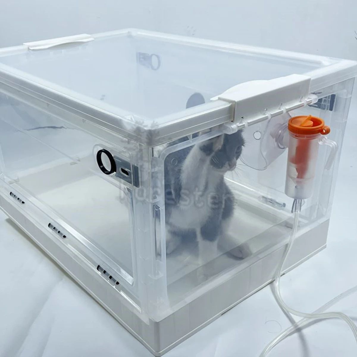 Caixa de Atomização para Pets, Sala de Oxigênio Dobrável, Fácil de Transportar, Caixa de Nebulização Veterinária, Gaiola de Oxigênio para Caixa de Atomização Veterinária