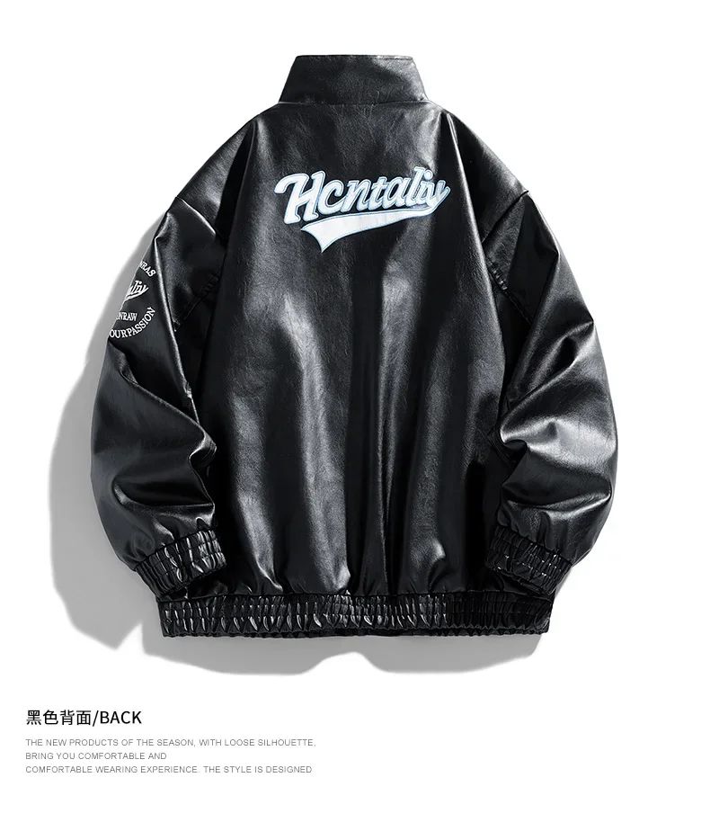 2025 New Men's Leather Jacket Spring Autumn Men Motorcycle Leather High Quality Jacket Coat Male Stand Collar Windproof Overcoat