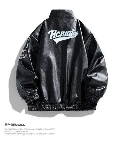 2025 New Men's Leather Jacket Spring Autumn Men Motorcycle Leather High Quality Jacket Coat Male Stand Collar Windproof Overcoat