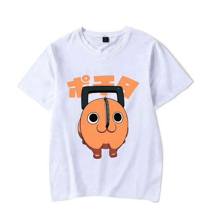 Fun Pochita Printed T-shirt Women's Loose Short Sleeve Round Neck Top Women's Casual Shirt T-shirt Anime T-shirt