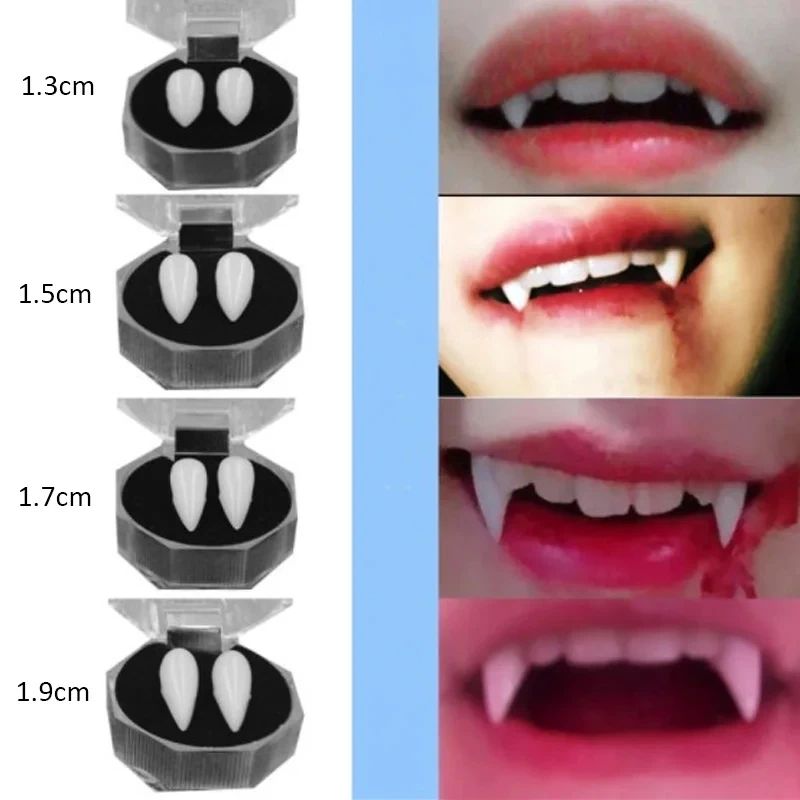 1-5pcs Vampire Teeth Fangs Dentures Props Halloween Costume Props False Teeth Solid Glue Denture Adhesive Halloween Party Decor
