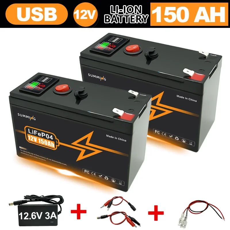 Atualize a bateria de lítio recarregável LiFePO4 12V 150Ah, até mais de 4000 ciclos, para pequenos UPS, energia solar, sonar de pesca, Power Wheels