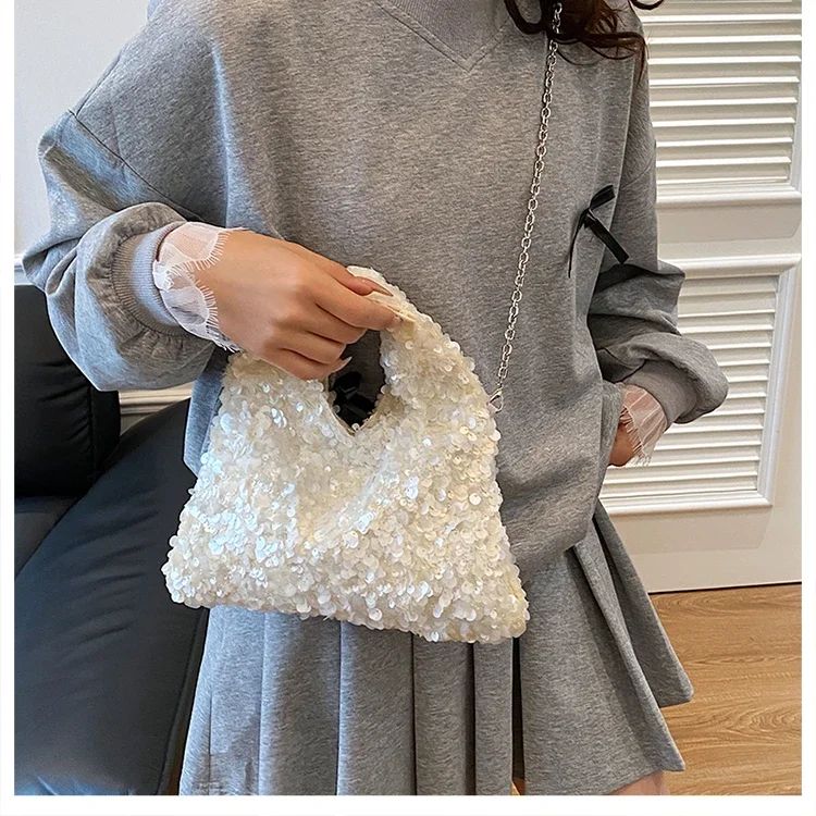 Exquisite Shining Sequins Square Women's Shoulder Bag Popularity Stylish Design Handbags High Quality Solid Sweet Crossbody Bags
