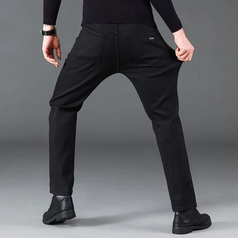 Calça Jeans Masculina de Marca de Luxo Stretch Reta Casual Slim Fit Jeans Masculino Design Clássico de Negócios Calça Tamanho Grande