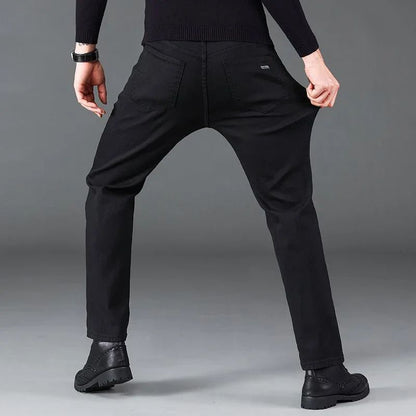 Calça Jeans Masculina de Marca de Luxo Stretch Reta Casual Slim Fit Jeans Masculino Design Clássico de Negócios Calça Tamanho Grande