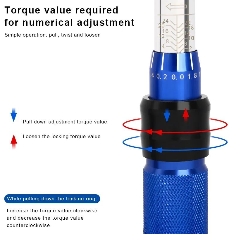 TINSOL Chave Dinamométrica para Bicicleta, Conjunto de 15 Peças, 1/4", 2-24Nm, Chave Allen Direção Dupla, Ferramenta Tipo Soquete Predefinido, Chave de Boca para Reparo Profissional