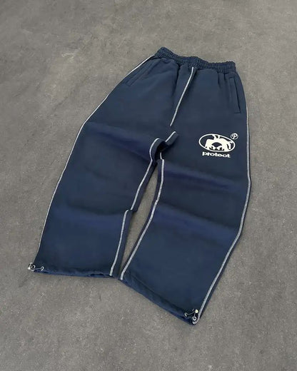 Vintage Graphic Print Streetwear Men Pants Fashion Hip Hop Joggers Men Clothing Casual Loose Buckle Feet Sweatpants Trousers