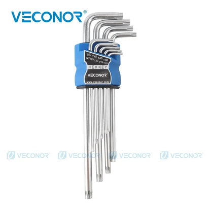 Conjunto de Chaves Torx de Braço Curto e Longo de Aço Cromo-Vanádio Durável Ferramenta Manual Chave Estrela T10 T15 T20 T25 T27 T30 T40 T45 T50