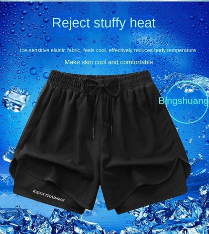 ? S-5XL ?2025 Sports Three Piece Pants Summer Popular Anti glare Double layered Sports Shorts for Men and Women Couples Ru