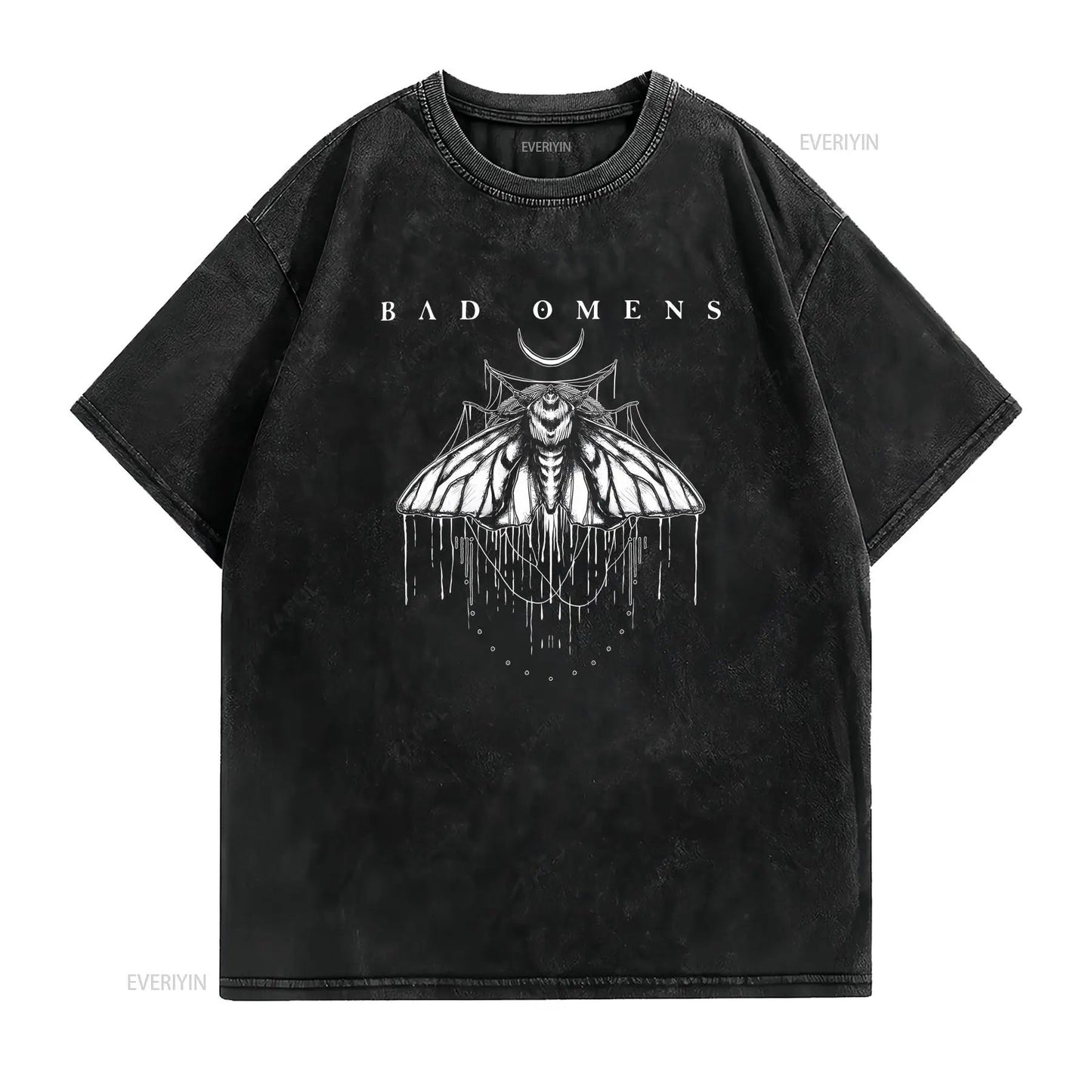bad omens moth T Shirt vintage Washed Casual homme Stylish Versatile Soft Top For Everyday Wear Breathable designer clothes