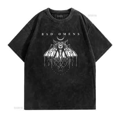 bad omens moth T Shirt vintage Washed Casual homme Stylish Versatile Soft Top For Everyday Wear Breathable designer clothes