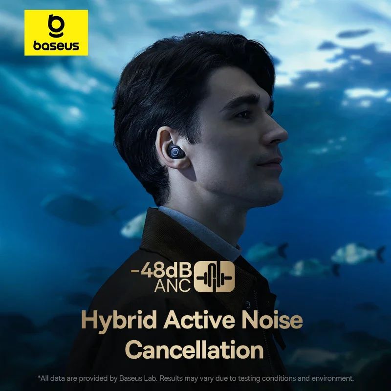 Baseus Bowie MA10 Pro ANC Wireless Earphones 48dB Hybrid ANC Bluetooth 5.3 Earbuds IPX6 Waterproof 4-Mics ENC Sports Headphones