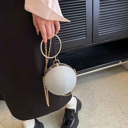 Women's Crystal Ball Clutch Bag Shiny Round Elegant Dinner Party Purse Luxury Female Party Handbags